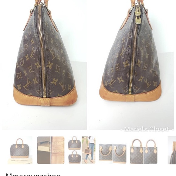 AUTHENTIC LOUIS VUITTON MONOGRAM ALMA Brown Handbag Purse Bag LV Canvas Leather - Picture 4 of 10